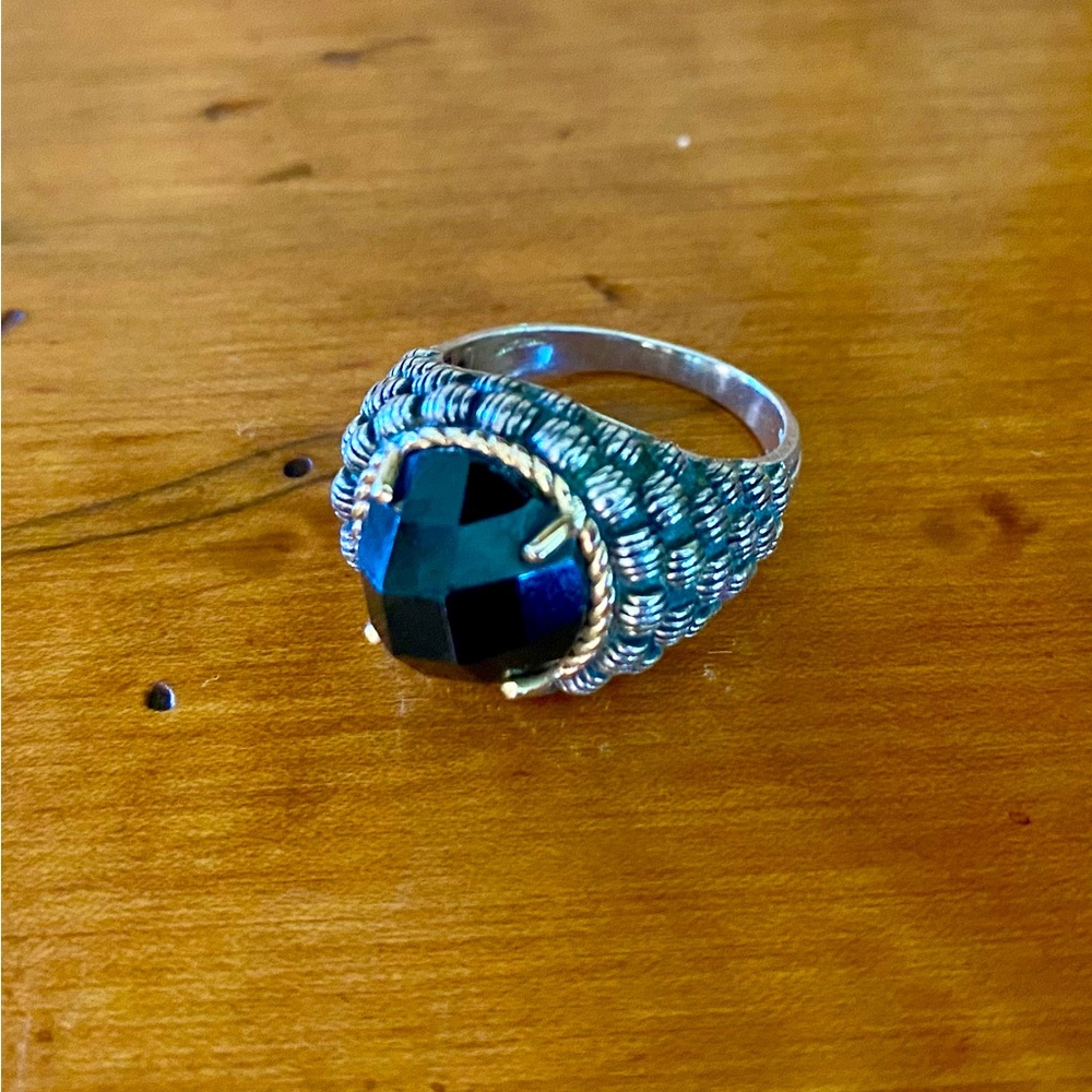 Designer Chuck Clemency sterling silver and 14k two tone cocktail ring size 8